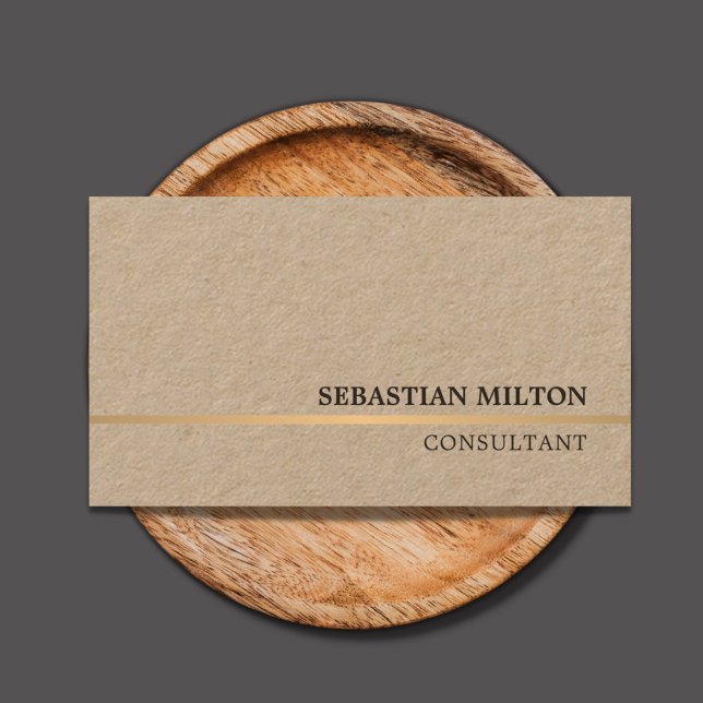 Minimal Elegant Kraft Imitate Gold Line Consultant Visitenkarte (Von Creator hochgeladen)