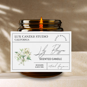 Minimal Elegant Lily Candle Jar Label Lebensmitteletikett