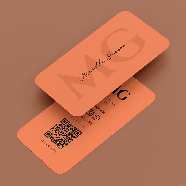 Minimal Elegant Marine Coral Modernes Monogramm Visitenkarte (Minimal Elegant Marine Coral Modern Monogram Business Card
)