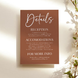 Minimal Elegant Modern Brown Boho Hochzeit Details Begleitkarte