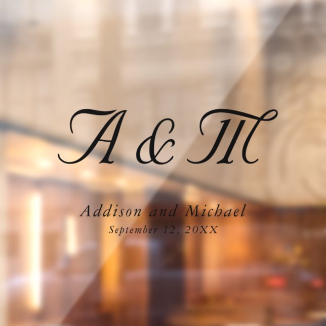 Minimal, elegant, Monogramm, Hochzeit Fensteraufkleber (Blatt 2)