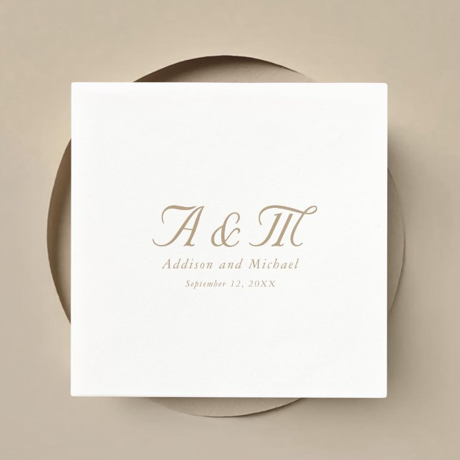 Minimal, elegant, Monogramm Hochzeit Serviette (Minimal, Elegant, Monogram Wedding Napkins with your name and date.)