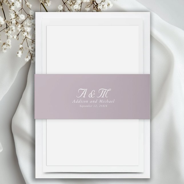 Minimal, elegant, Pulver Lila, Einladungsbanderole (Minimal, Elegant, Powder Purple, Invitation Belly Band)