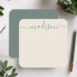 Minimal Elegant Sage Green Typografy Script Mitteilungskarte
