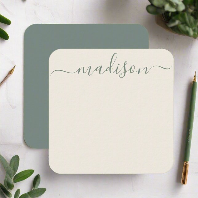 Minimal Elegant Sage Green Typografy Script Mitteilungskarte (Von Creator hochgeladen)