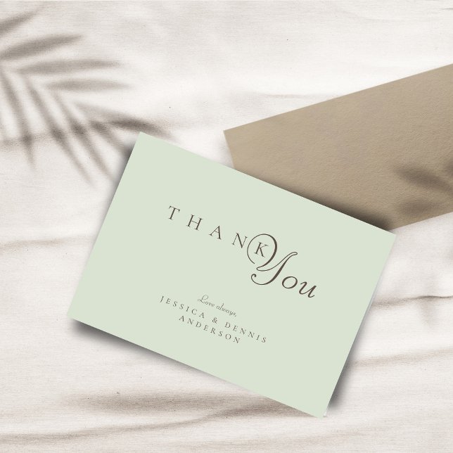 Minimal Elegant Sage Typografy Script Hochzeit Dankeskarte (Von Creator hochgeladen)