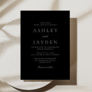 Minimal Elegant Schöne Schwarz & Grau Hochzeit Einladung