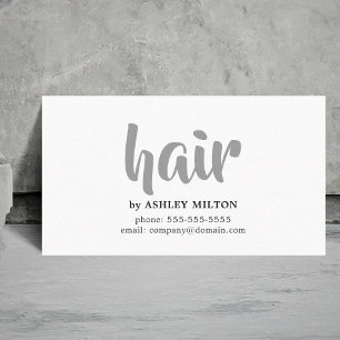 Minimal Elegant Schwarz Grau Weiß Haar-Stylist Visitenkarte