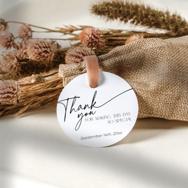 Minimal elegant Schwarz und Weiß Vielen Dank Geschenkanhänger (Minimalist black and white thank you tag)