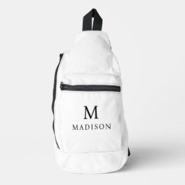 Minimal & elegant Schwarz/Weiß Individuelle Name Crossbody Bag