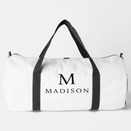 Minimal & elegant Schwarz/Weiß Individuelle Name Duffle Bag