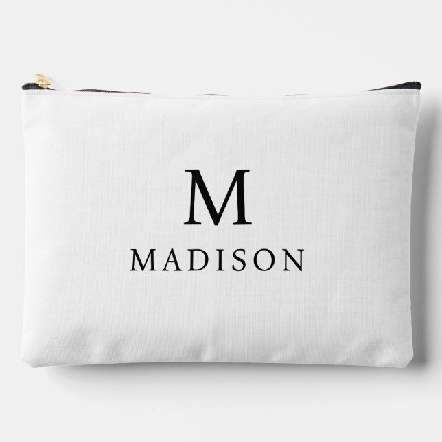 Minimal & elegant Schwarz/Weiß Individuelle Name Zubehörtasche (Vorderseite)