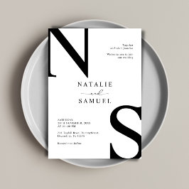 Minimal elegant Schwarz & Weiß kühl erste Hochzeit Einladung