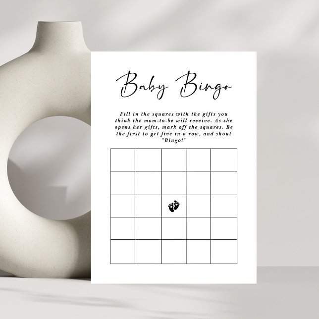 Minimal Elegant Script Baby Bingo Baby Shower Game Einladung (Von Creator hochgeladen)