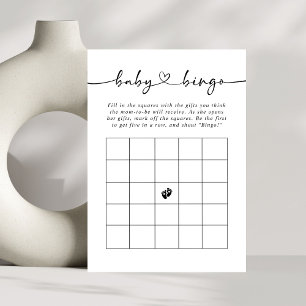 Minimal Elegant Script Baby Bingo Baby Shower Game Einladung