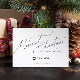 Minimal Elegant Script Merriest Christmas Company Feiertagskarte
