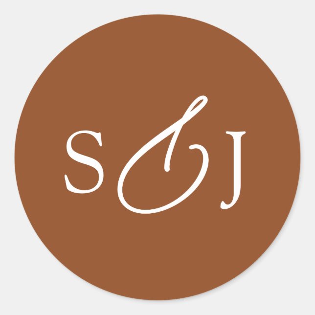 Minimal Elegant Script Monogram Runder Aufkleber (Vorderseite)