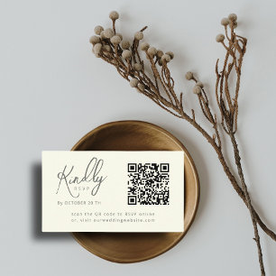 Minimal Elegant Script QR Code Elfeny Wedding RSVP Begleitkarte