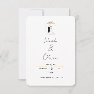 Minimal Elegant Script Wedding Invitation Einladung
