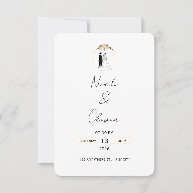 Minimal Elegant Script Wedding Invitation Einladung (Vorderseite)