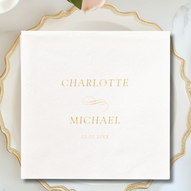 Minimal Elegant Servietten Mit Folie (Simple, elegant, monogram, wedding foil napkins)