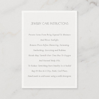 Minimal Elegant Simple Ivory White Juwelry Care B Visitenkarte