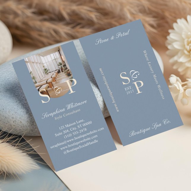 Minimal Elegant Simple Monogram Stylish Arch Photo Visitenkarte (Minimal Elegant Simple Monogram Stylish Arch Photo Business Card)