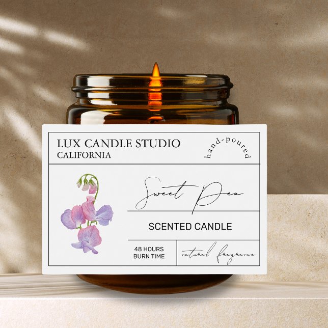 Minimal Elegant Sweet Pea Candle Jar Label Lebensmitteletikett (Von Creator hochgeladen)