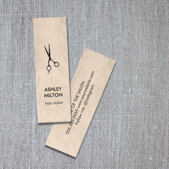 Minimal elegant Textur Schwarze Scheren Haar Mini Visitenkarte (Von Creator hochgeladen)