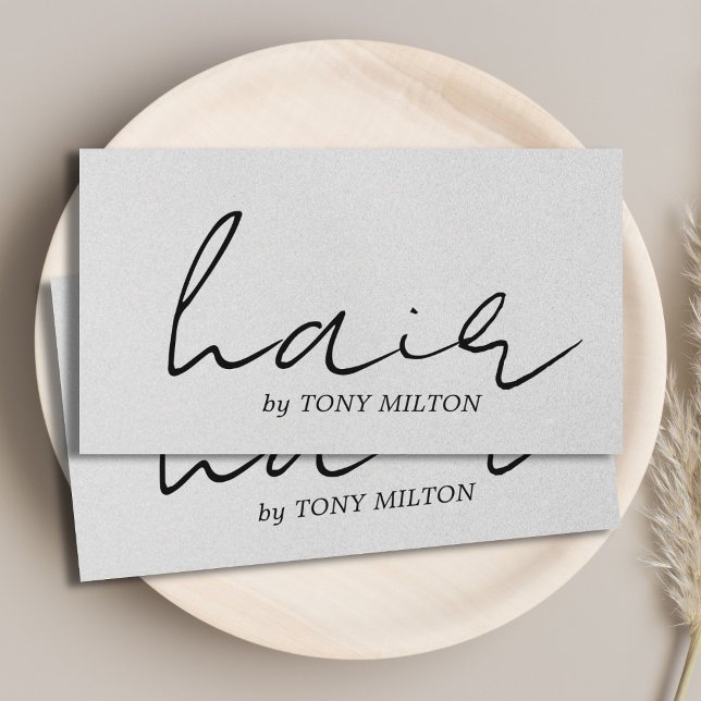 Minimal Elegant Texture Grey Bold Hair Salon Visitenkarte (Von Creator hochgeladen)