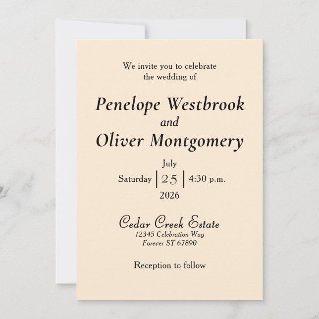 Minimal Elegant Wedding Invitation Einladung (Vorderseite)