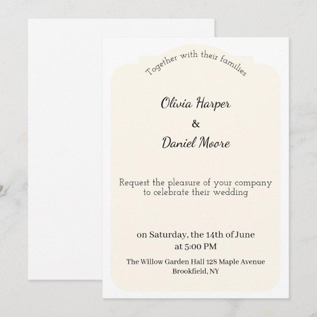 Minimal Elegant Wedding Invitation Einladung (Vorne/Hinten)
