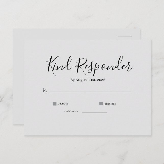Minimal Elegant Wedding RSVP Postcard Postkarte (Vorne/Hinten)