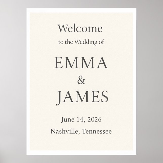 Minimal Elegant Wedding Welcome Sign | Editable 18 Poster (Vorne)
