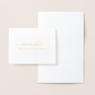 Minimal Elegant werden Sie meine Bridesmaid Gold Folienkarte