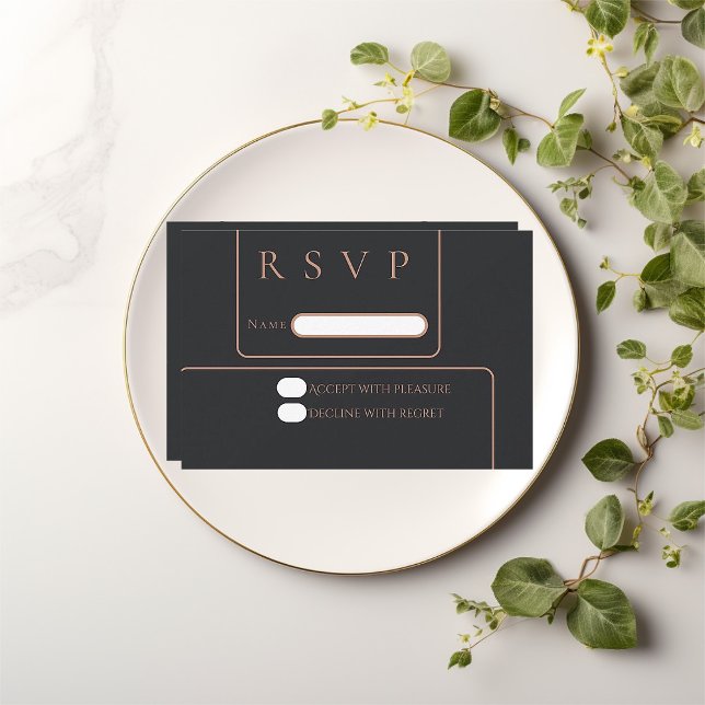 Minimal elegante Black Rose Gold Rsvp-Karte Einladung (Von Creator hochgeladen)