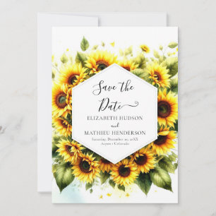 Minimal Elegante Hochzeit der Sonnenblumen Save The Date