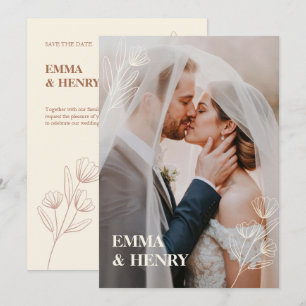 Minimal elegante Hochzeit Einladung mit Bride & Gr