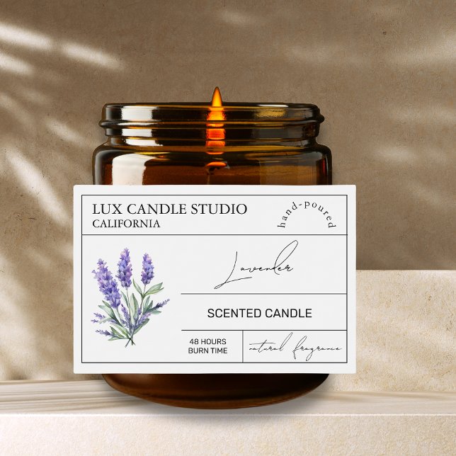 Minimal Elegante Lavendel Candle Jar Label Lebensmitteletikett (Von Creator hochgeladen)