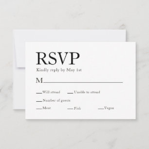 Minimal Elegante Meal Choice RSVP Karte