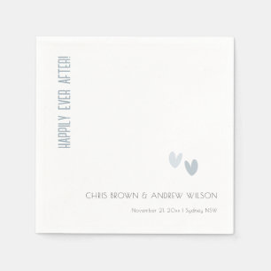 Minimal Elegante Pastel Dusky Blue Hearts Wedding Serviette