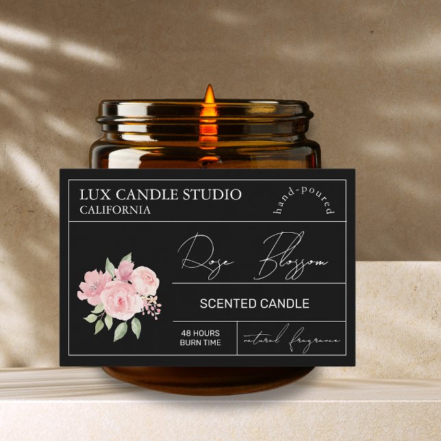 Minimal Elegante Rose Candle Jar Label Lebensmitteletikett (Von Creator hochgeladen)