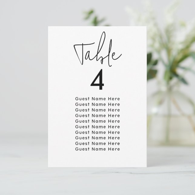 Minimal elegante Table Guest Names Sitze Chart Chi (Stehend Vorderseite)