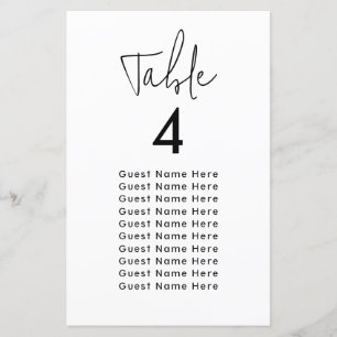 Minimal elegante Table Guest Names Sitze Chart Chi