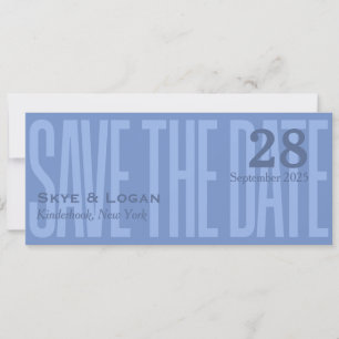 Minimal elegante Typografie Blue Slim Save the Dat Date