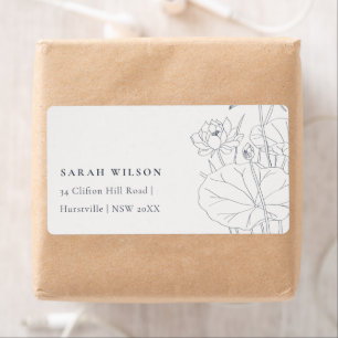 Minimal Elegante Wasserlilie Blumenkizze Adresse