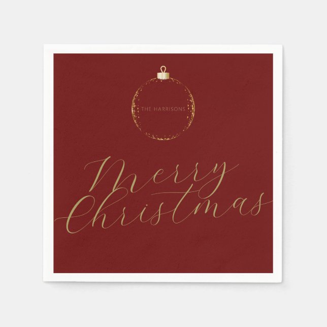 Minimal Elegante Weihnachts Bauble Imitate Serviette (Vorderseite)