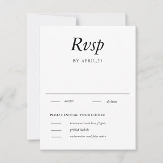 Minimal elegante White Wedding RSVP Karte
