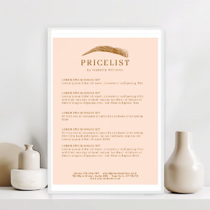 Minimal eleganter Augenbrauen-Salon-Preisliste Poster