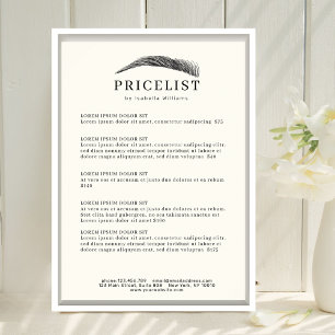 Minimal eleganter Augenbrauen-Salon-Preisliste Poster